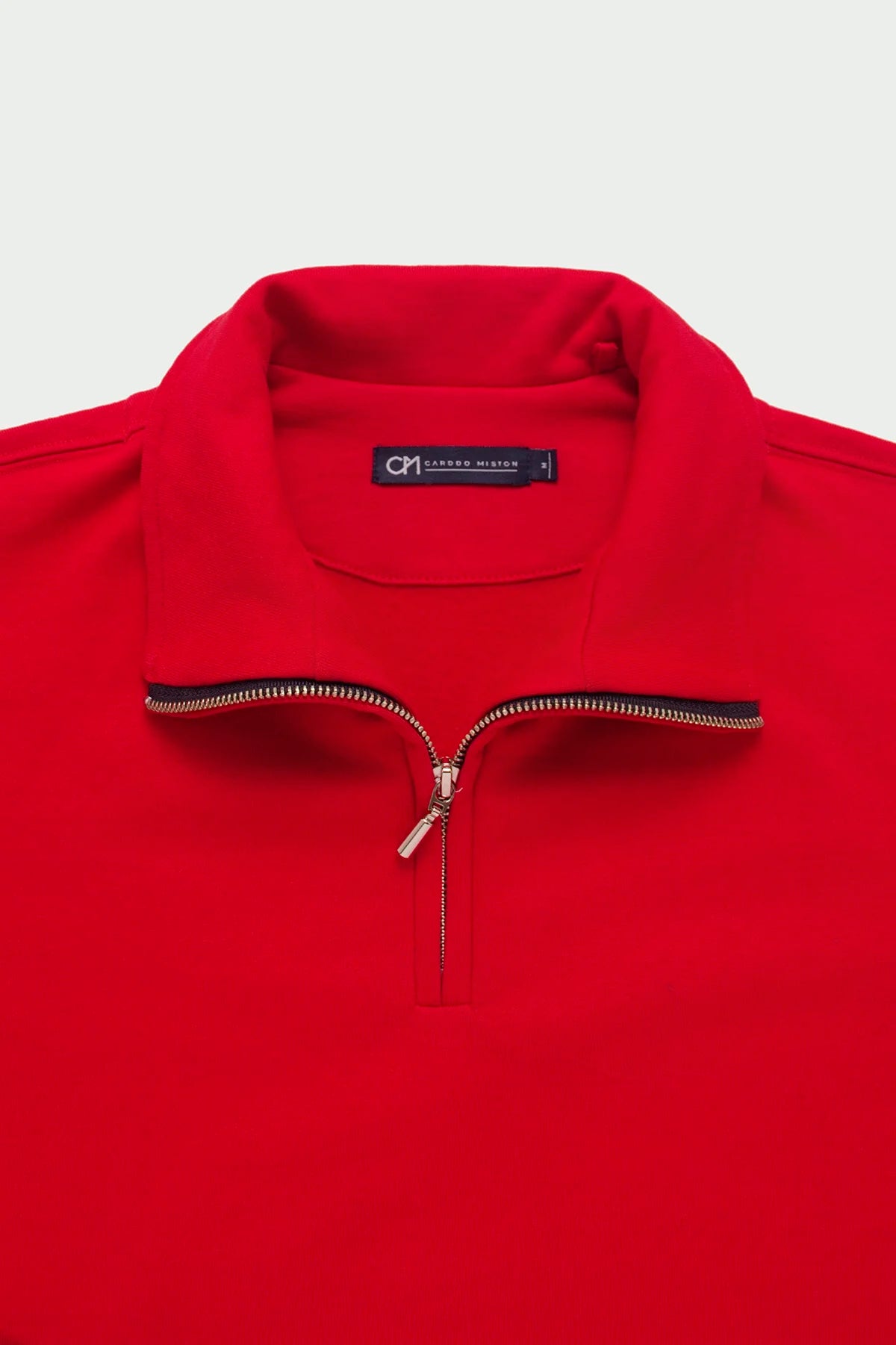 Buzo Perchado Half Zip Algodón Rojo